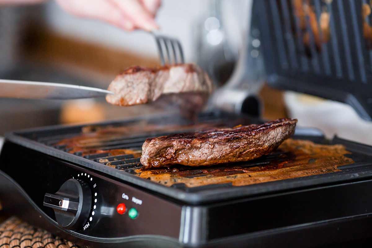 panini grill stek tillagas pa grill