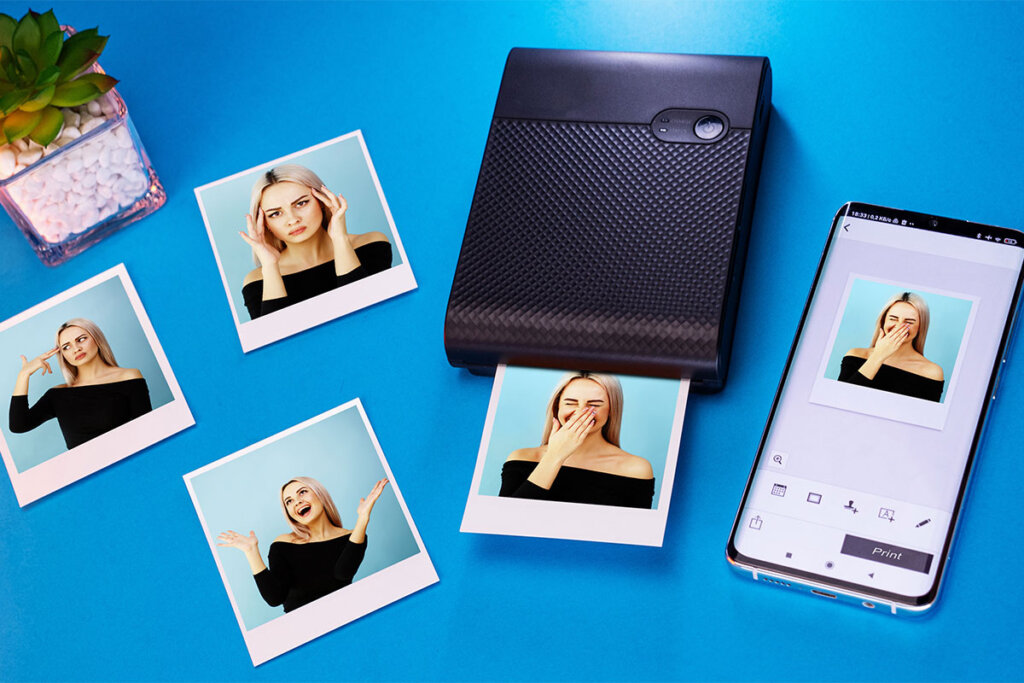 liten mobil fotoprinter med teknik utan bläck