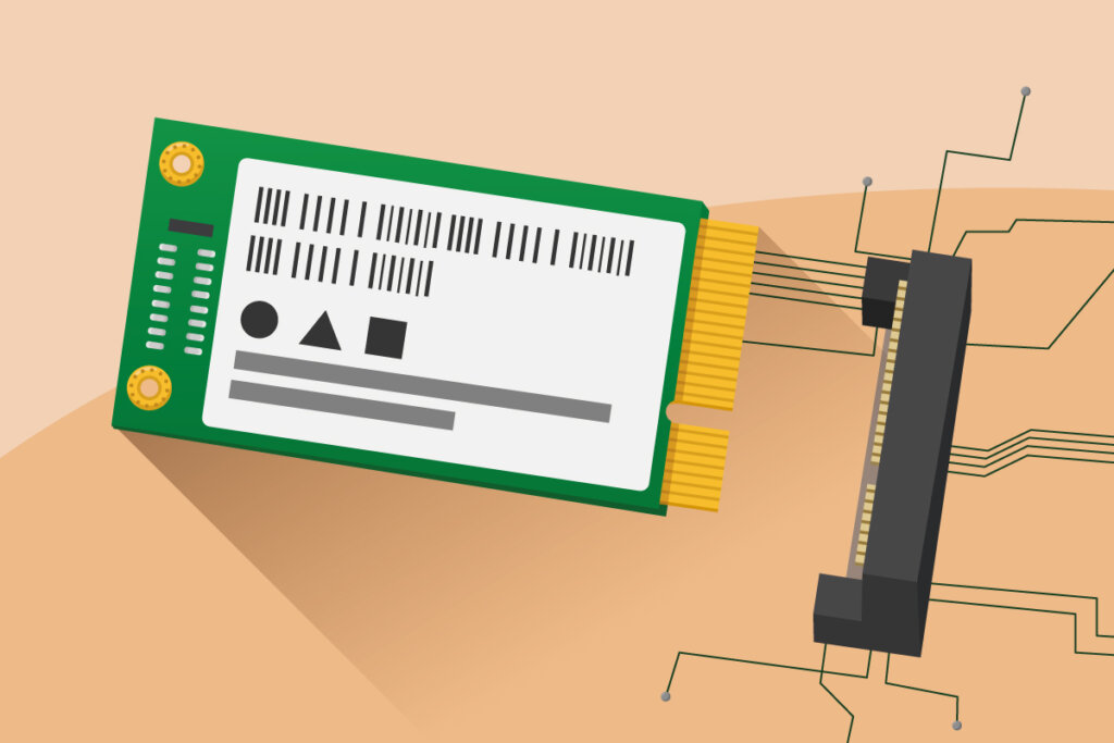 msata ssd med kontaktstift och port