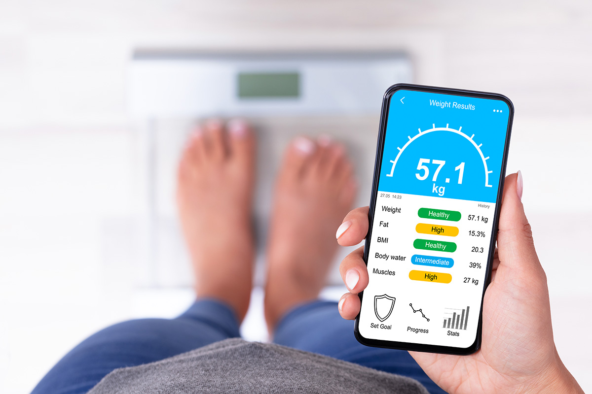 vag for kroppsfett smartphone ansluten till smartphone